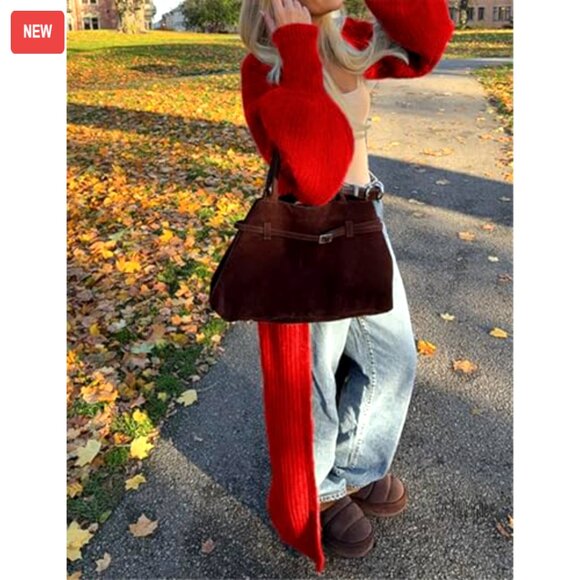 V-Neck Button Down Long Cardigan Chunky Knit Maxi Coat Sweater Dress - Picture 3 of 7